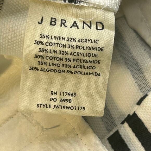 J Brand Caldwell linen blend black striped wide leg high rise crop pants size 8 - Picture 6 of 7